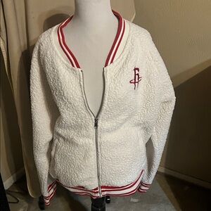New Era White and Red Houstin Rockets Sherpa Jacket
